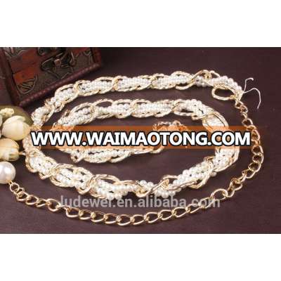 Women gold metal fashion gold waist chain belt