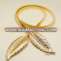 C86128A new vintage accessorie europe unique design luxury queen maple leaf wide light gold waist elastic belt for women